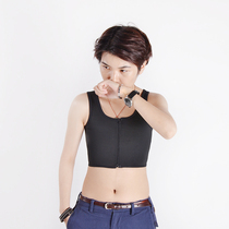 Bi Kuyyk zipper solid color Ice Silk breathable underwear Womens Big chest small ultra-thin summer chest short handsome t