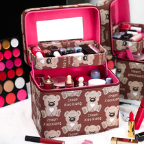 Bear cosmetic bag 2021 new high-end large-capacity net celebrity storage box female portable double-layer hard skin care product box