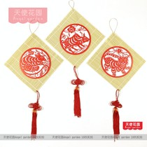 School kindergarten hanging decoration in Chinese style Traditional Chinese style 12 zodiac cut paper window flower bamboo hanging decoration Spring Festival festive decorations