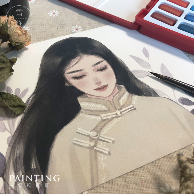comic avatar q version hand-painted live-action photo design watercolor board painting antique couple wedding birthday gift customization