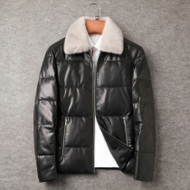 Real leather leather jacket imported sheepskin warm leather down jacket mink chopped jacket short winter leather jacket male