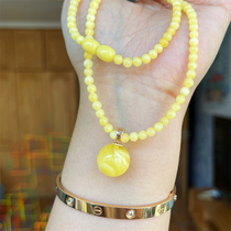 Russian natural amber white flower gold twisted beeswax ball all-in-one ladies necklace friend birthday gift spot