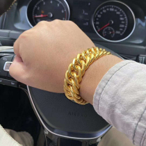 New gold bracelet for men and women 5g gold package Silver Whip Pure Gold boss tank shell head flat head does not fade bracelet