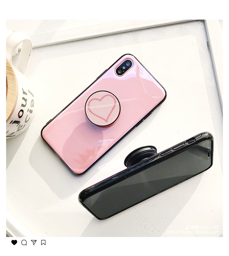 简约爱心苹果x手机壳气囊支架iphone8plus全包