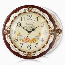 European wall clock clock clock living room simple style mute pastoral personality new house bedroom quartz clock round wall watch