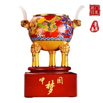 Beijing Jingtai Blue China Mengding Inlaid Jade Business Gift Chinese Handicraft Office Collection