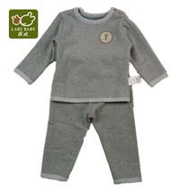 Rabbi winter plush semi-high collar set men and women baby warm underwear plus velvet thickening 3fold