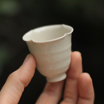Yajitang Grass Wood ash glaze Begonia mouth small Cup kung fu tea cup full handmade Chaoshan kung fu tea accessories