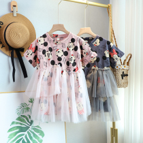 Girl dress baby Print princess dress 2021 summer new Korean version of the Children Fashion Mosaic dress dress tide