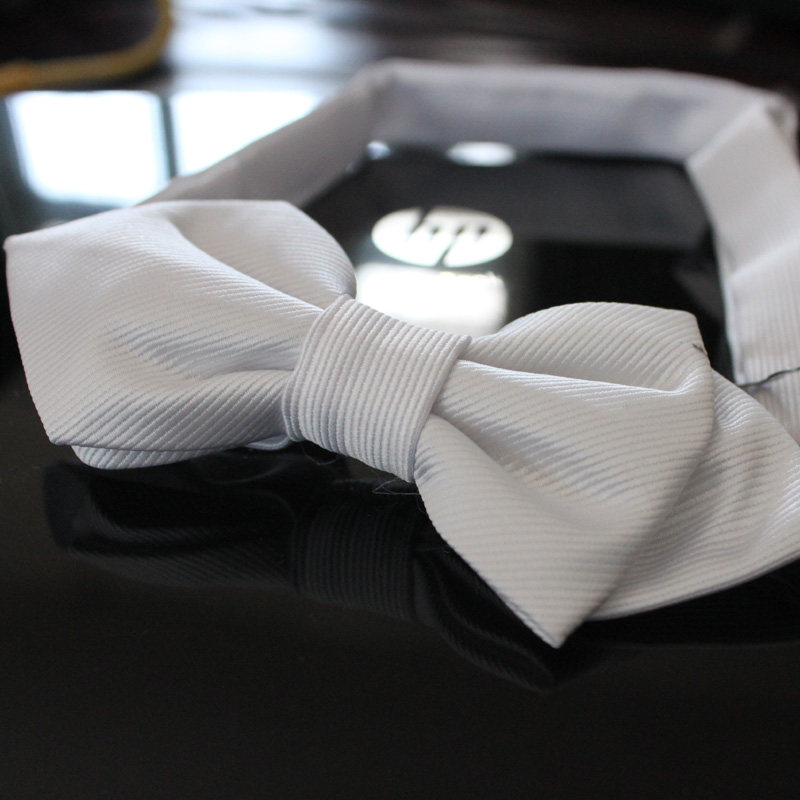 品翼 时尚白色领结男女纯白韩版蝴蝶结 单尖头色织男士领结潮英伦_7折