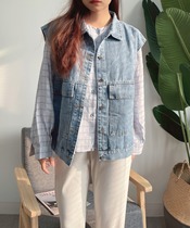 Spring and Autumn wear sleeveless jeans nail female loose Han edition bf wind student wear shoulder coat vest