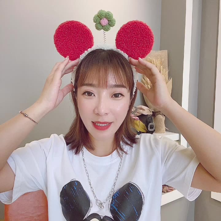 网红洗脸发箍秋冬羊羔毛卖萌小花朵耳朵头箍可爱毛绒