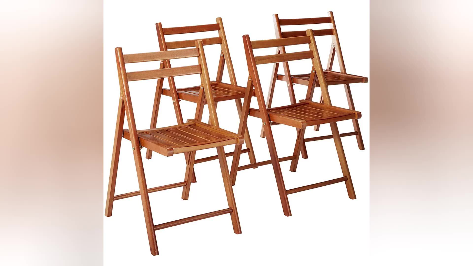 桃花心木彩色木质折叠椅,带乙烯基软垫座椅黑色乙烯基软垫软垫座椅