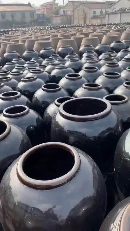 定制宜兴黑釉陶瓷大酒坛250公斤500斤大酒缸发酵缸土陶酵素储酒缸