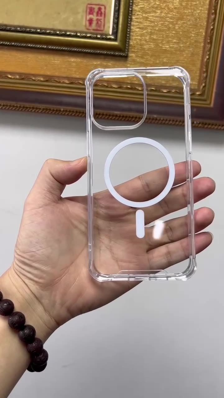 适用苹果16磁吸手机壳iphone15promax无线充四角防摔透明14保护套