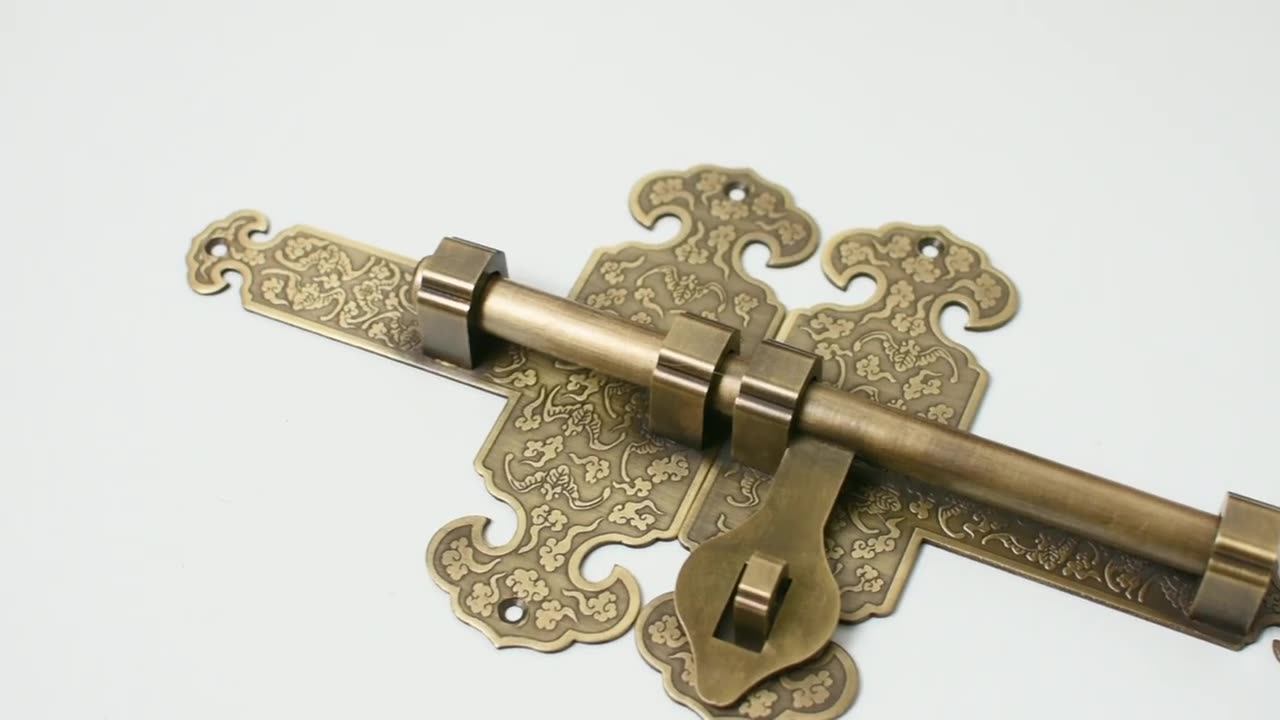 仿古纯铜插销老式木门锁扣复古花园古建庭院大门门闩门扣中式门栓