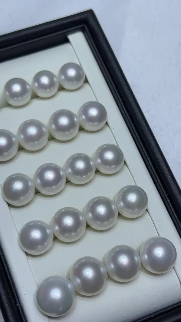 海水珍珠澳白裸珠正圆基本无暇高品质统货批发澳白丝绸光细腻皮