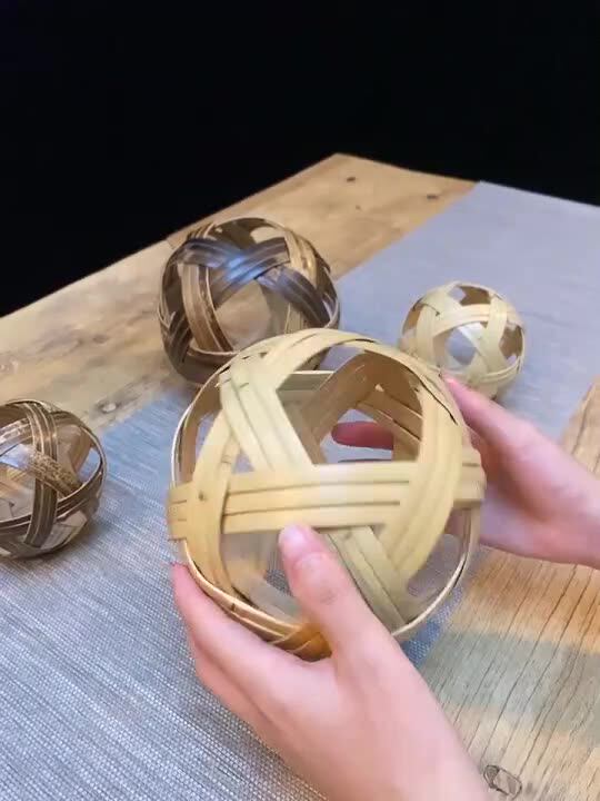 竹编制品工艺品蹴鞠球成品空竹球手工编织球支持古代足球道具