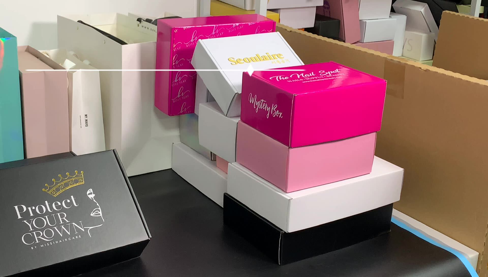 printed wig packaging hair extension box black shipping boxes