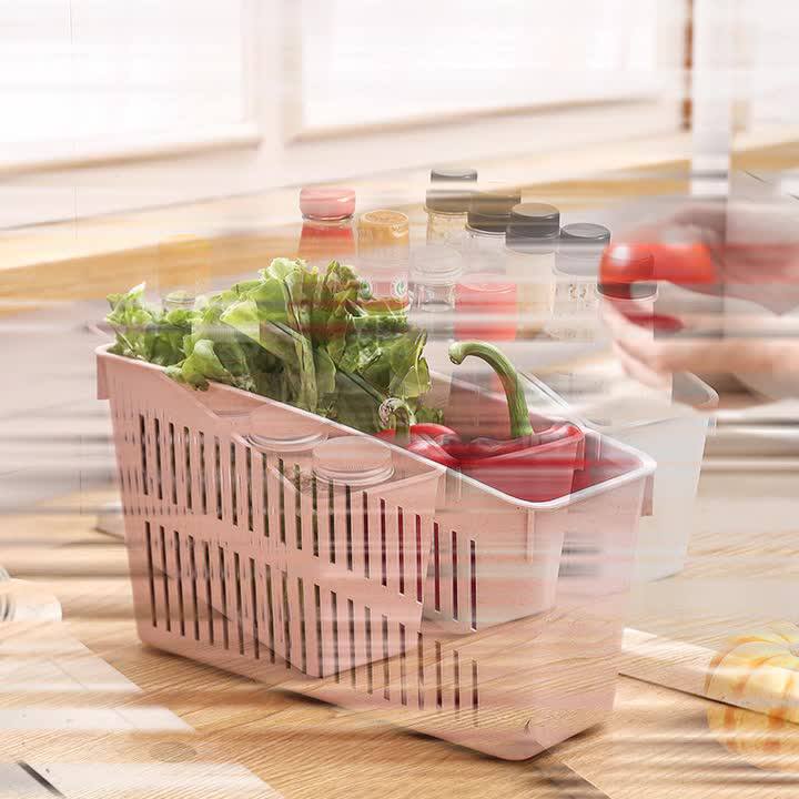 新品橱房冰柜收纳 蔬菜水果沥水蓝 居家卧室书籍收纳篮
