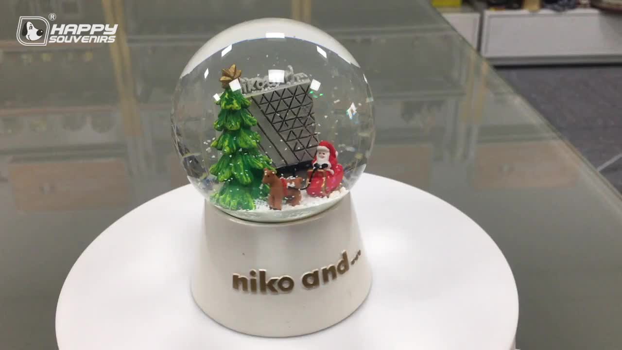 snowman decoration snow globe custom design 80mm christmas gifts