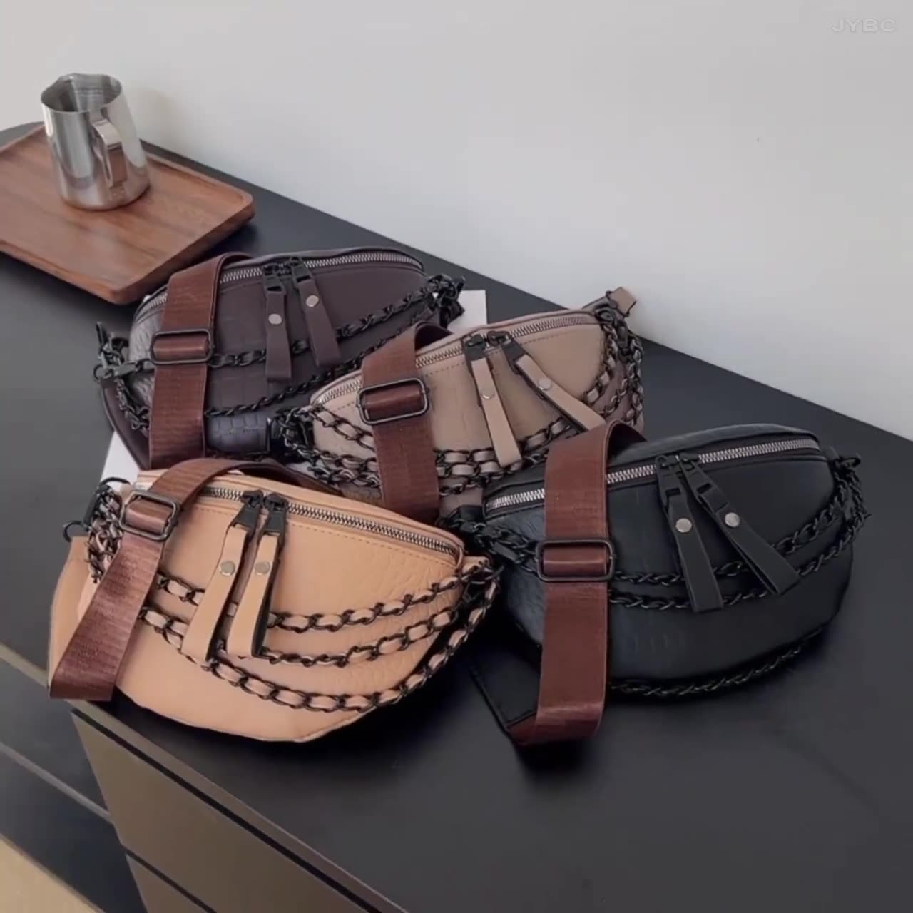 跨境宽肩带腰包时尚链条包包新款潮斜挎包女单肩胸包韩版时尚女包