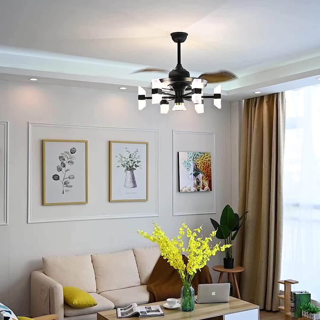 北欧吊扇灯风扇灯餐厅客厅带灯风扇吊灯家用一体创意隐形电扇灯