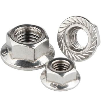 Flange nut 304 stainless steel hexagonal anti-slip padded screw nut anti-loosening nut M3M4M5M6M8M10/M12