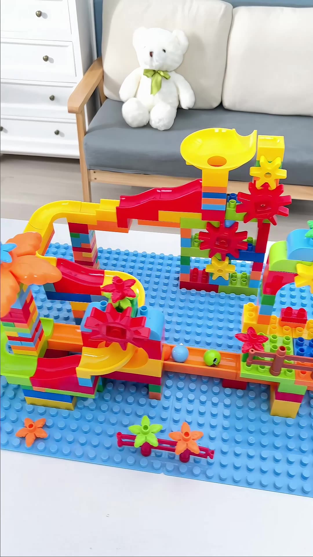 儿童益智diy大颗粒百变滚珠滑道拼装积木桌配件玩具礼物男孩女孩