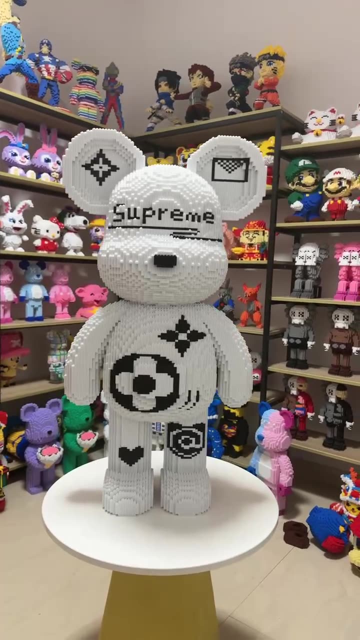 新款白色暴力熊积木兼容乐高积木93cm超白熊微小颗粒拼装益智积木