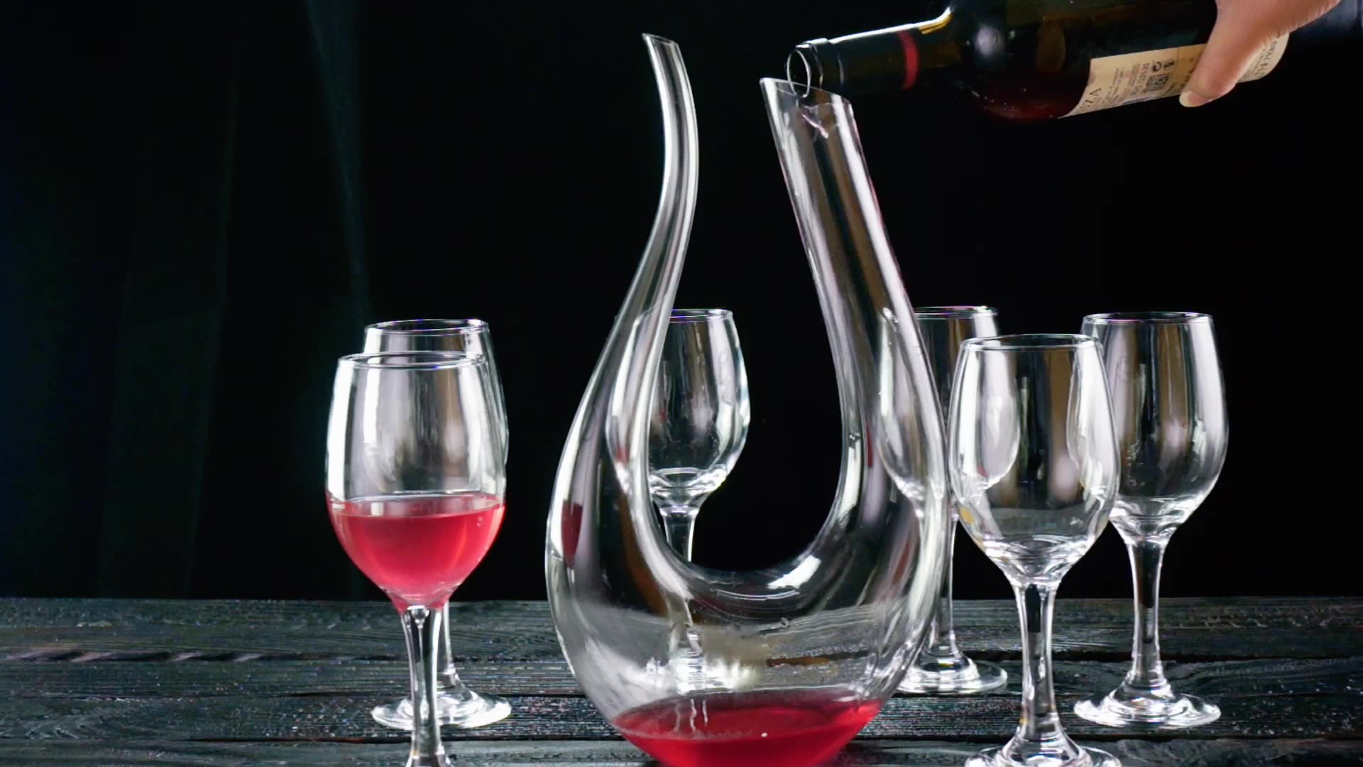 水晶玻璃醒酒器欧式红酒葡萄酒分酒器调酒器u型醒酒器套装