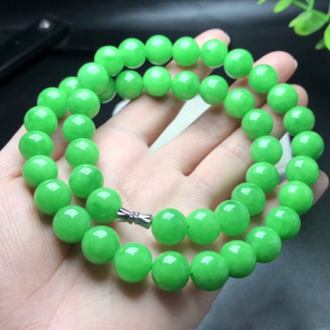 满绿冰种翡翠项链手链戴上就像开了光