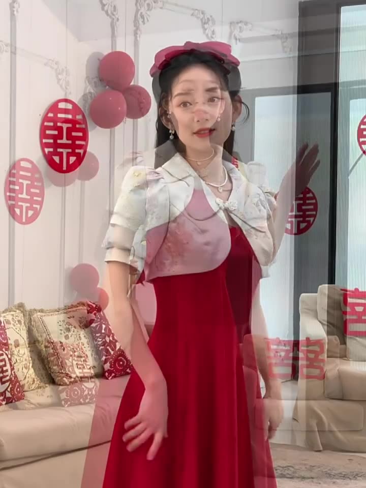敬酒服新娘结婚气质回门服酒红色订婚带披肩小个子礼服女一件代发