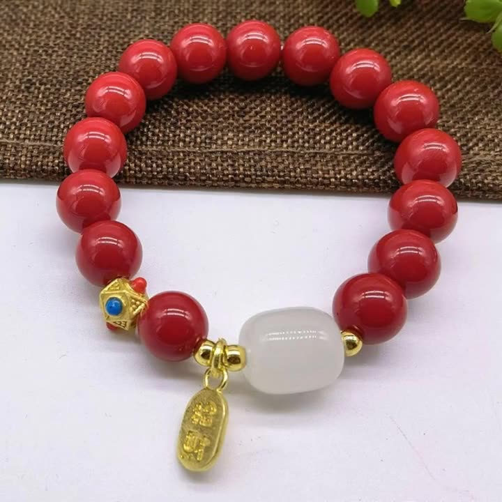 爆款仿紫金砂朱砂手链 百搭福牌转运珠女款手饰 热销直播流行礼物
