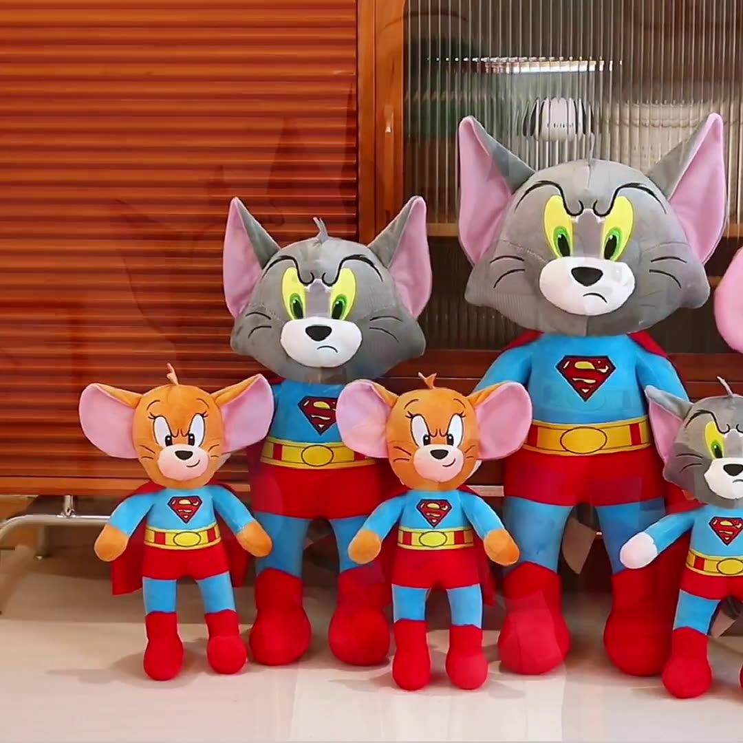 变装超人系列猫和老鼠汤姆猫杰瑞鼠毛绒玩偶卡通公仔儿童玩具批发
