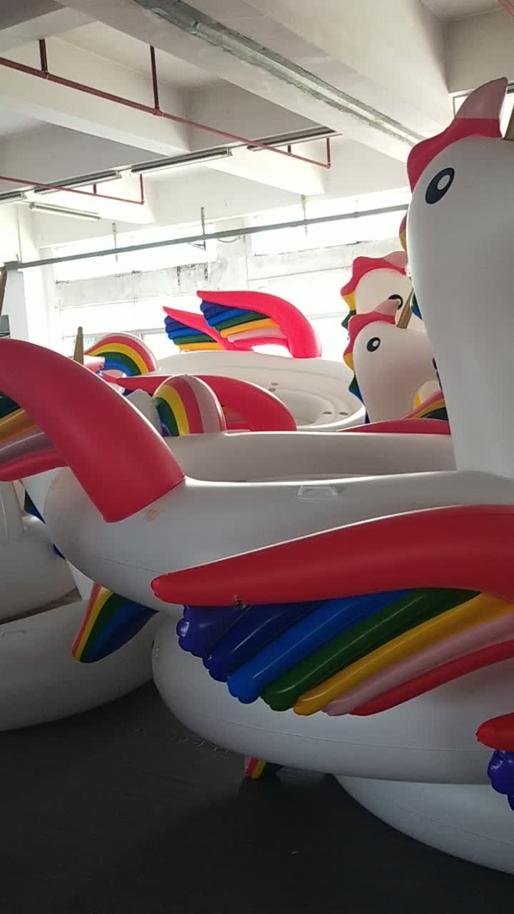 现货供应pvc充气4人独角兽坐骑充气350cm多人浮排6人独角兽浮岛