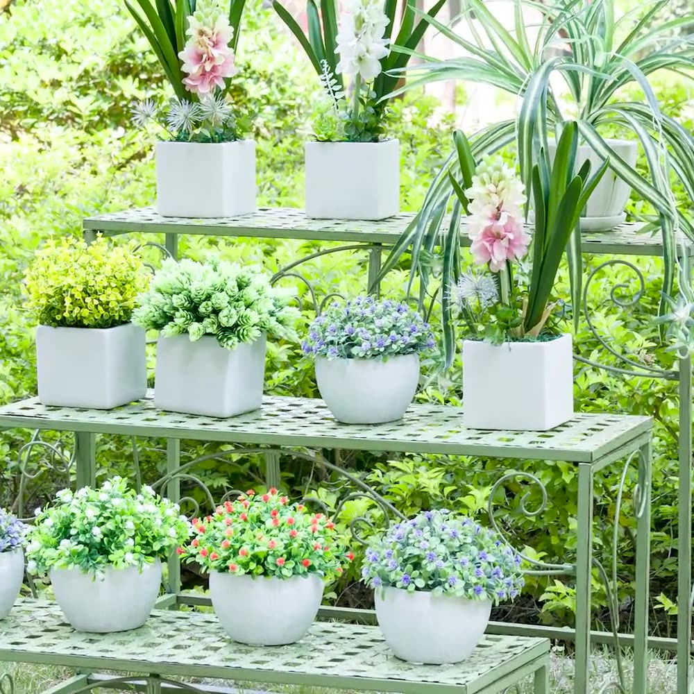 美式复古户外庭院铁艺花架室外花园落地花盆架阶梯多层置物架