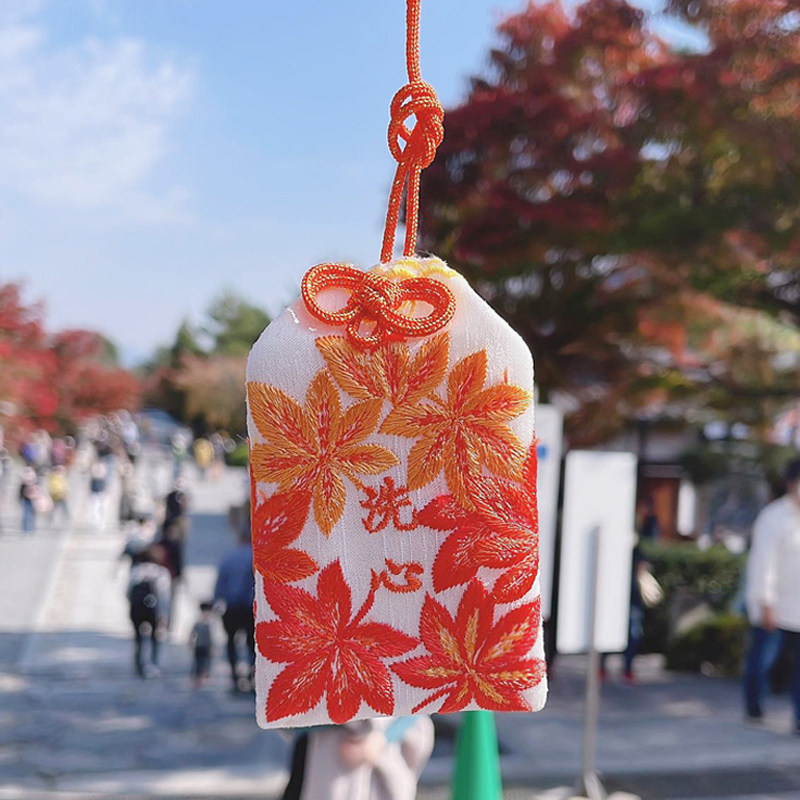 日本天龙寺御守铃铛枫叶静心洗心吉祥物挂件锦囊男女包挂件纪念品