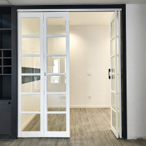 Shengdeke solid wood lattice glass door modern extremely simple Nordic guest restaurant folding push-pull partition door without lower rail