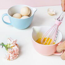 Egg beater ceramic measuring cup baking pot household pointed mouth drainage cup with scale mixing bowl with handle Batter Bowl