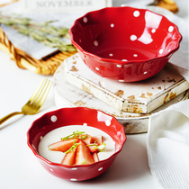 MAR March|Salad Bowl Noodle Bowl Ceramic Bowl Rice Bowl Lotus Bowl Home Creative Soup Bowl Wave Dot Bowl Snack Bowl