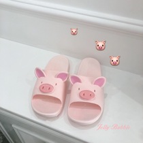 Cute pink girl Three-dimensional ears pig pig non-slip rubber slippers bathroom wash slippers home deodorant shoes