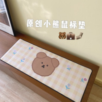 Original custom cute bear tulip girl large shaped table top cloth table pad large mouse cushion
