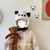 * jelly bubble * Custom Korean ins cute panda Little Sheep plush warm windshield hat headgear