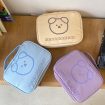 Original gentle beige simple large capacity bear haze blue light purple portable storage bag cosmetic bag wash bag