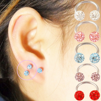 Ear bone nails full diamond ball stud earrings CU-shaped earrings Human puncture hypoallergenic fine needle ring Yoga non-allergic trinkets