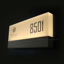 E-sports hotel luminous door light Hotel solid wood frosted crystal LED club electronic number KTV logo identification card
