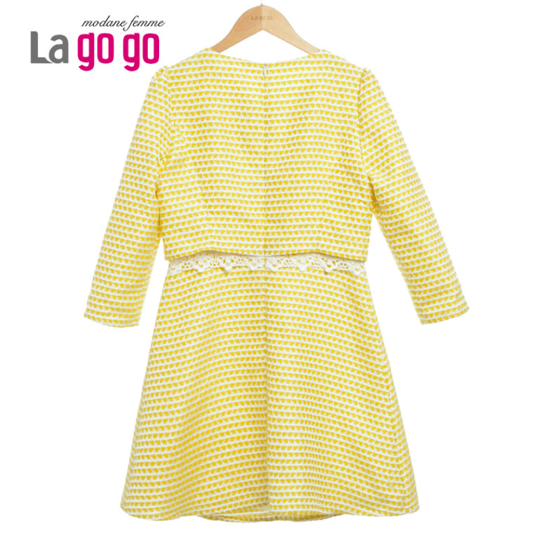 Lagogo/拉谷谷2015秋季新款修身娃娃领甜美钉珠连衣裙ECB937G212