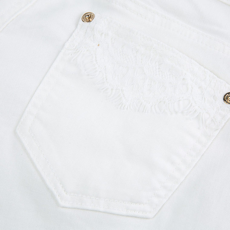 Lagogo/拉谷谷2015年夏季新款纯白显瘦修身牛仔裤EBU883A625