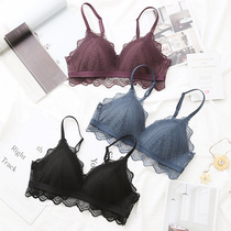 French underwear womens lace no rim small chest bra girl triangle cup comfortable thin section comfortable bralette